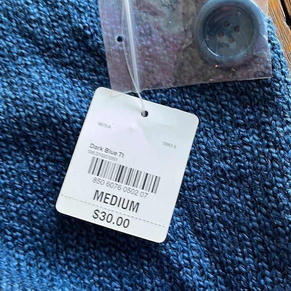 NWT St. Johns Bay shawl collar sweater 3 button V-neck closure size M blue - Picture 10 of 14